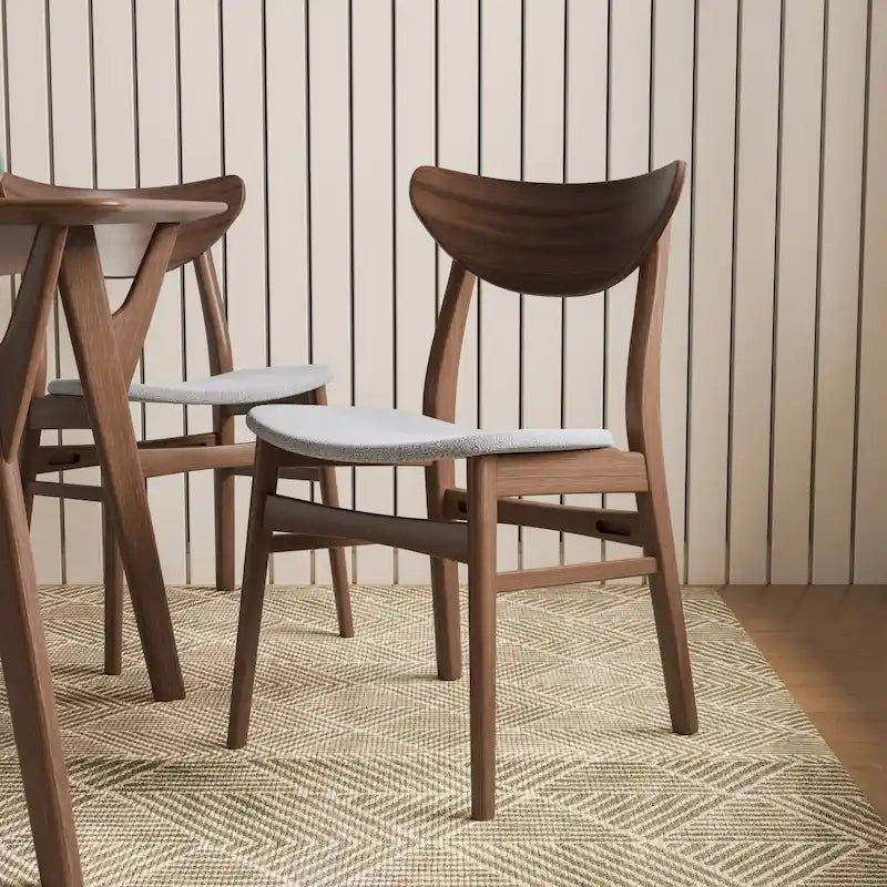 Chaises de salle à manger rembourrées en noyer de style milieu de siècle Beck de Furniture of America (lot de 2)