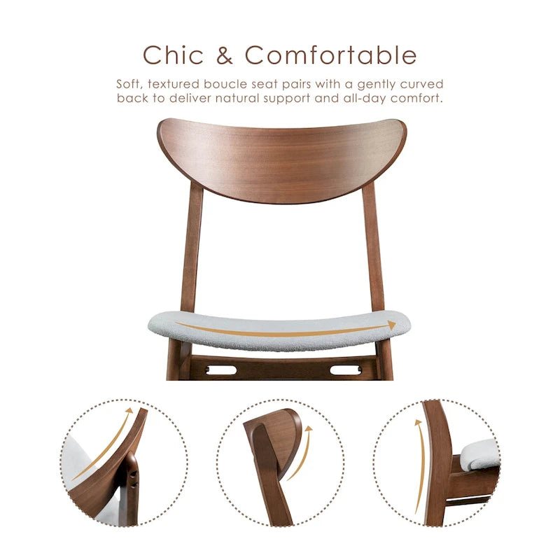 Chaises de salle à manger rembourrées en noyer de style milieu de siècle Beck de Furniture of America (lot de 2)
