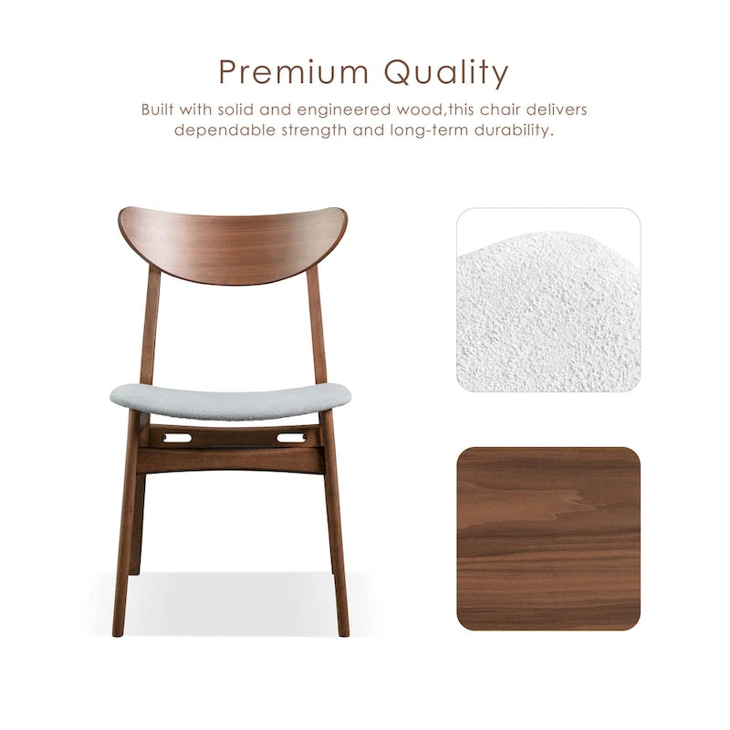 Chaises de salle à manger rembourrées en noyer de style milieu de siècle Beck de Furniture of America (lot de 2)