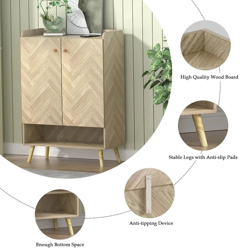 Meuble à chaussures moderne Anmytek 20 paires, étagère à chaussures à 6 niveaux avec portes et étagères réglables