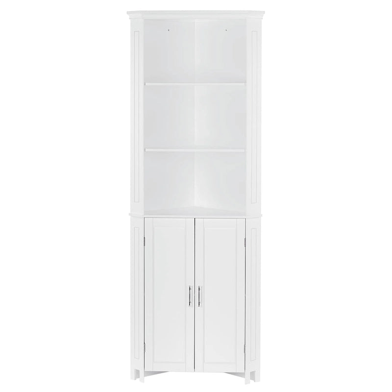 Meuble d'angle de salle de bain haut RiverRidge Somerset avec portes et étagère réglable - Blanc