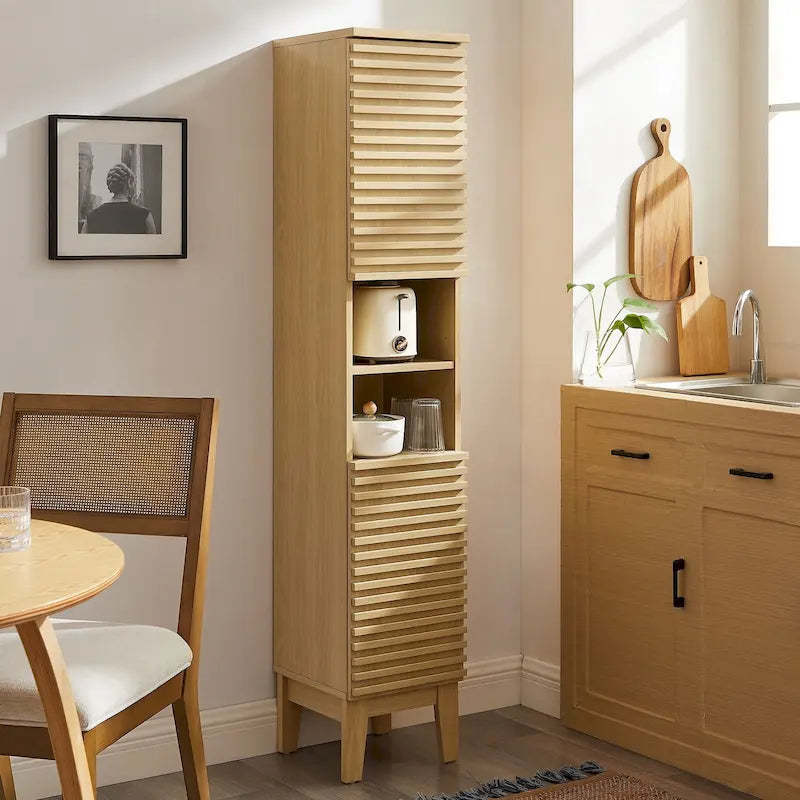 Meuble de rangement haut et étroit pour salle de bain