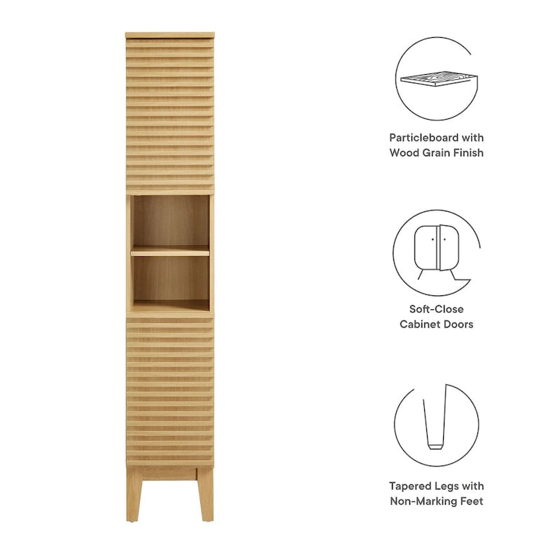 Meuble de rangement haut et étroit pour salle de bain