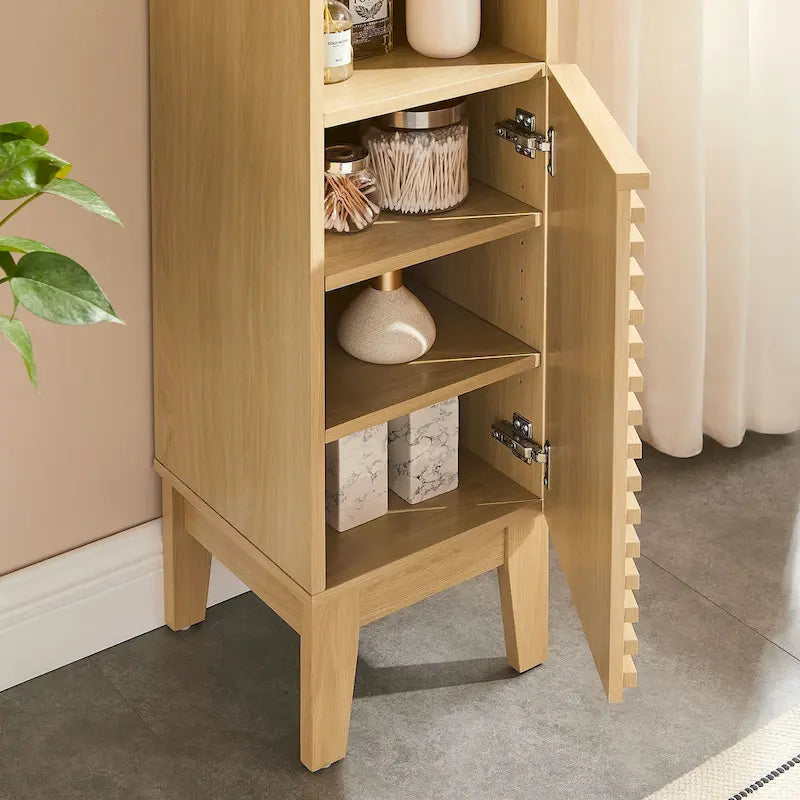 Meuble de rangement haut et étroit pour salle de bain