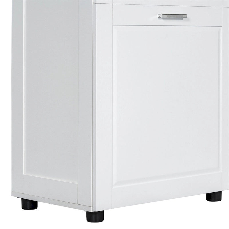 Meuble Colonne de Salle de Bain avec Panier à Linge, Grand Espace de Rangement