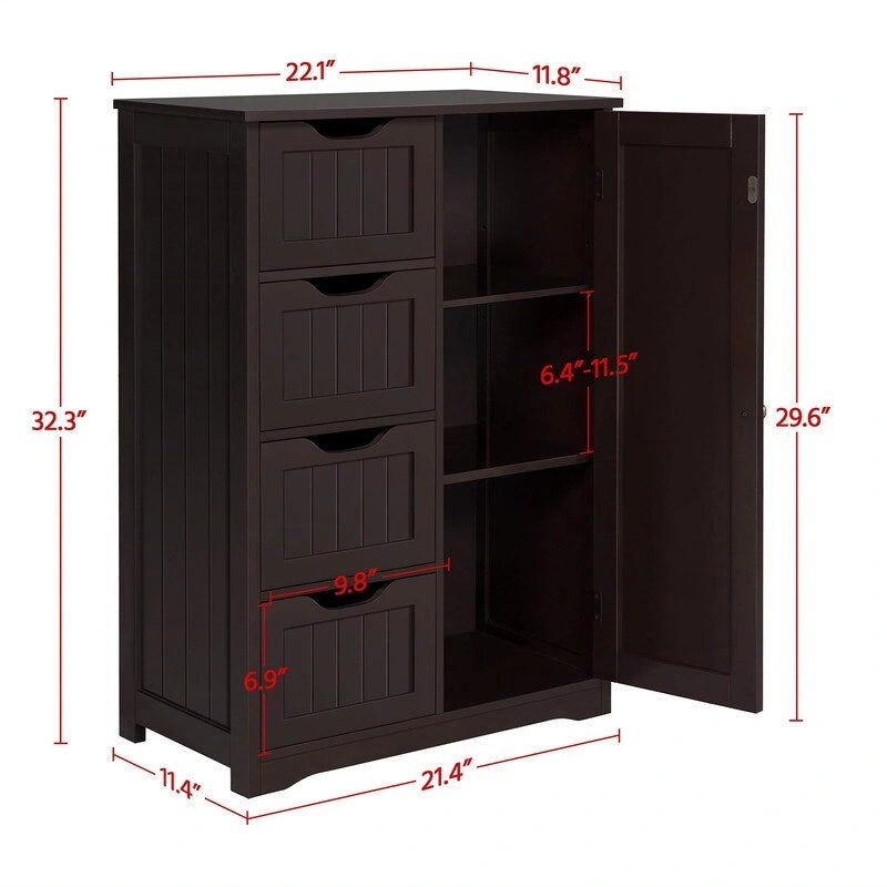 Meuble bas de salle de bain en bois - 13P x 22L x 32H