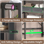 31 W Over the Toilet Storage Shelf with 2 Drawers and 4 Hooks for Restroom and Laundry
