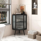 22.25 Floor Corner Cabinet with Glass Door & Adjustable Shelf