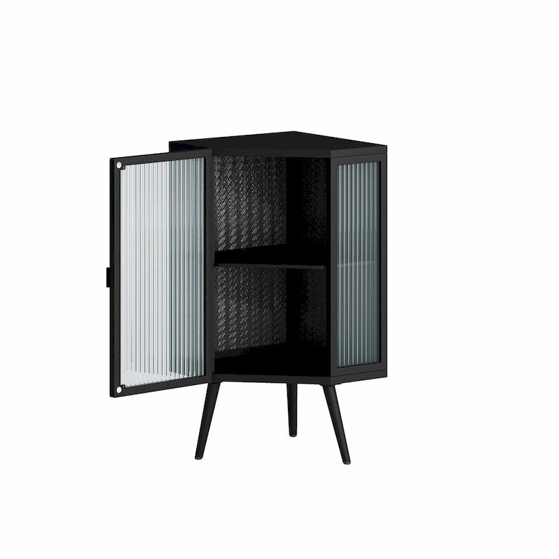22.25 Floor Corner Cabinet with Glass Door & Adjustable Shelf