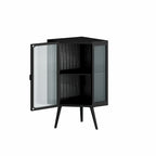 22.25 Floor Corner Cabinet with Glass Door & Adjustable Shelf