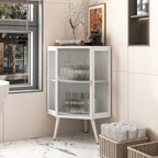 22.25 Floor Corner Cabinet with Glass Door & Adjustable Shelf