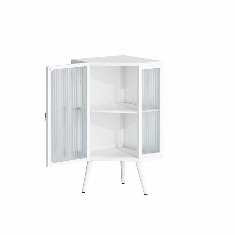 22.25 Floor Corner Cabinet with Glass Door & Adjustable Shelf