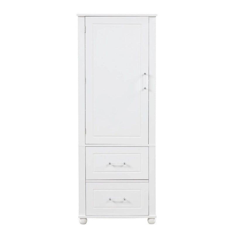 61 Armoire de salle de bain haute en bois à 1 porte avec tiroirs et étagères réglables