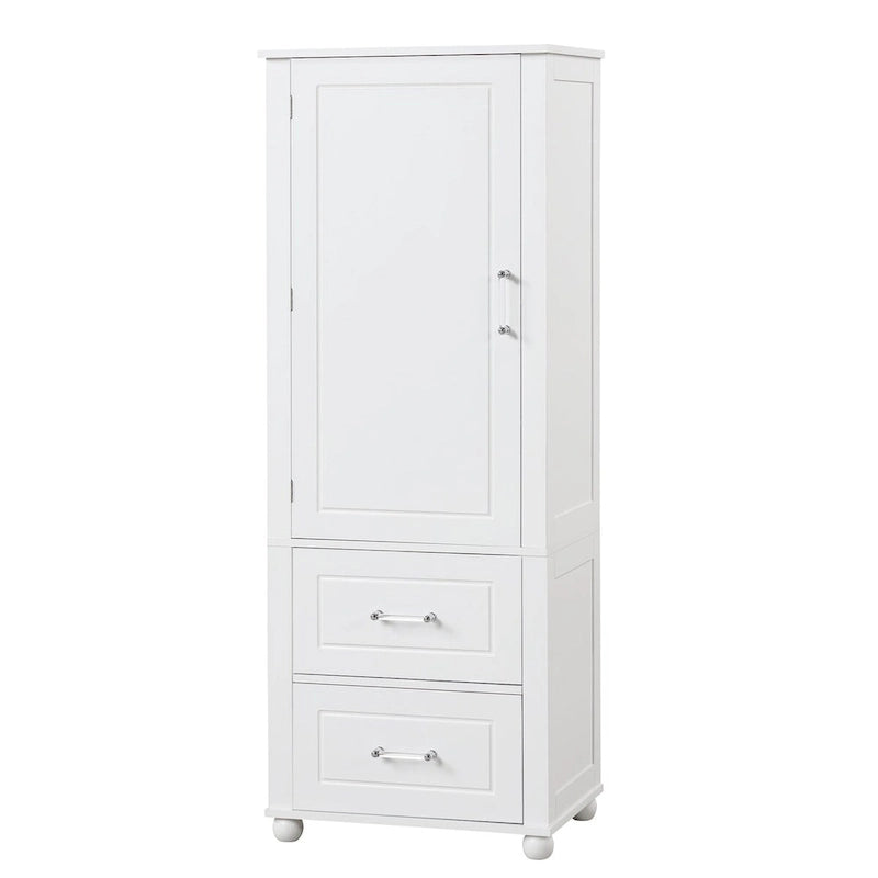 61 Armoire de salle de bain haute en bois à 1 porte avec tiroirs et étagères réglables