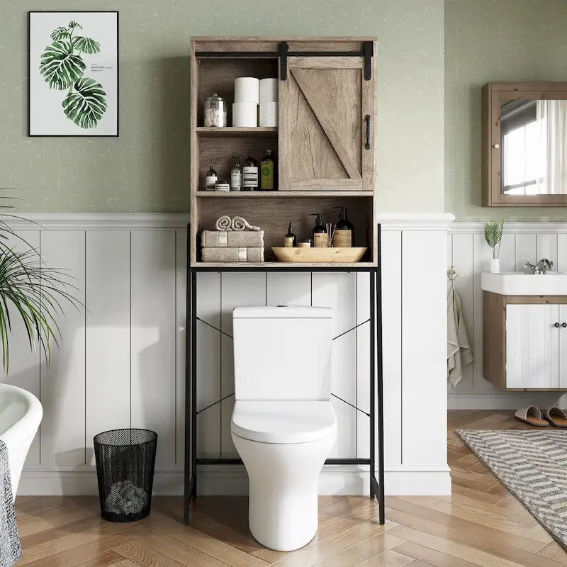 Meuble de rangement pour toilettes avec étagère réglable