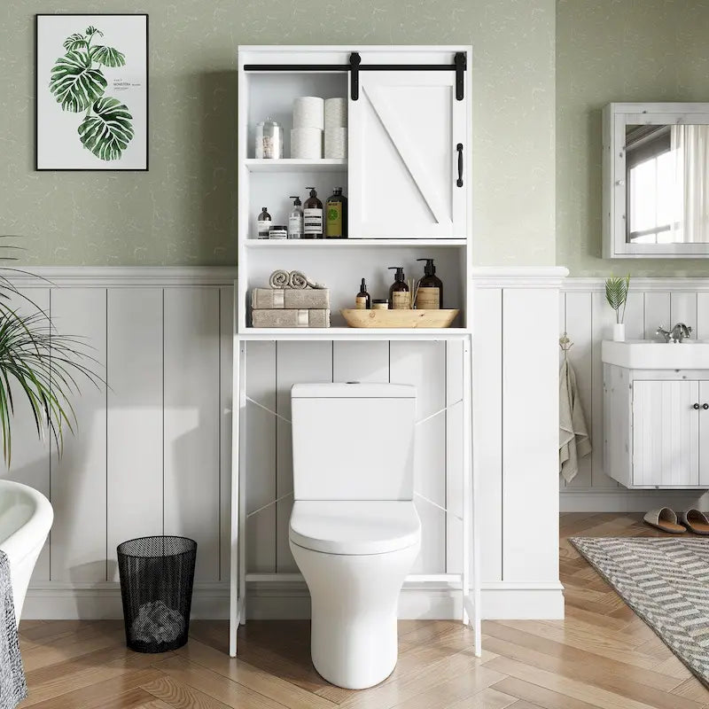 Meuble de rangement pour toilettes avec étagère réglable