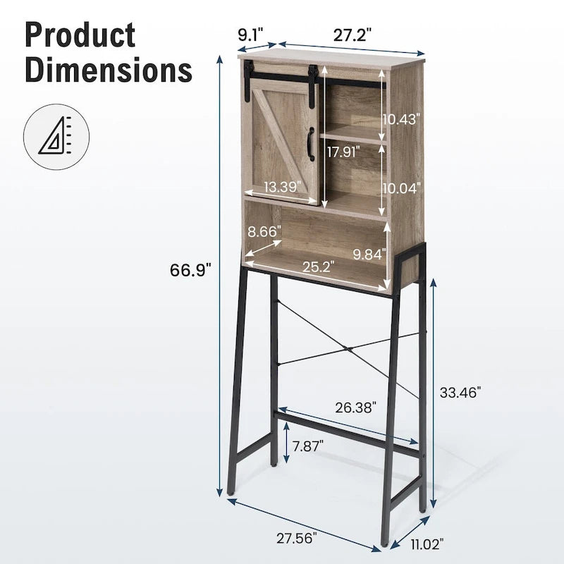 Meuble de rangement pour toilettes avec étagère réglable