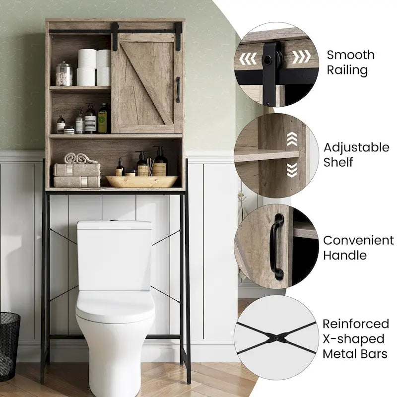 Meuble de rangement pour toilettes avec étagère réglable