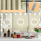 3-Mirror Vanity Table Stylish 9-Drawer Makeup Organizer Dressing Desk