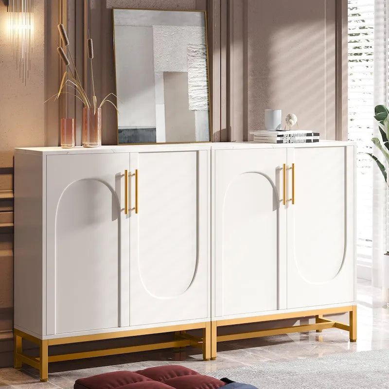 Bahut de rangement, Buffet moderne 4 portes avec étagère réglable pour salon, cuisine, salle à manger, couloir