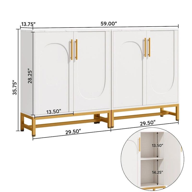 Bahut de rangement, Buffet moderne 4 portes avec étagère réglable pour salon, cuisine, salle à manger, couloir