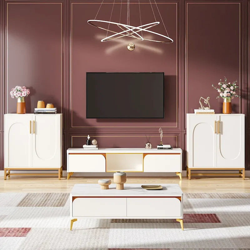 Bahut de rangement, Buffet moderne 4 portes avec étagère réglable pour salon, cuisine, salle à manger, couloir