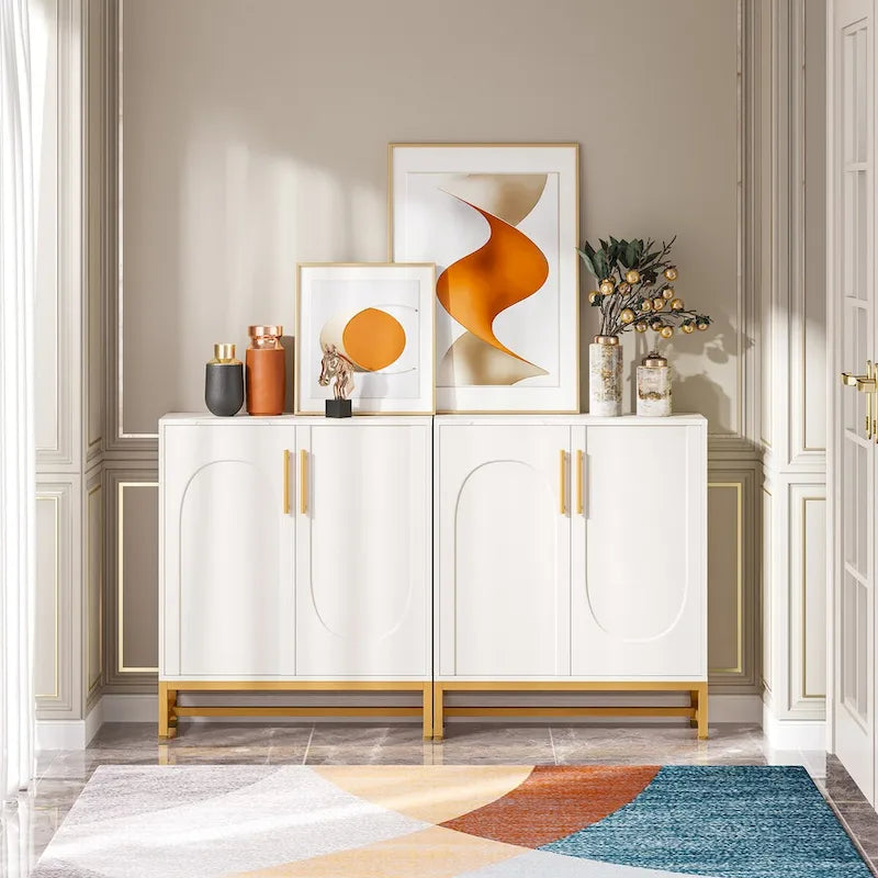 Bahut de rangement, Buffet moderne 4 portes avec étagère réglable pour salon, cuisine, salle à manger, couloir