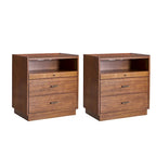 Table de chevet du milieu du siècle Lorenz avec USB et lumière LED, lot de 2 par HULALA HOME