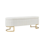 Banc de rangement rembourré Sara Mid-Century Modern avec grille interne et pieds en métal par HULALA HOME