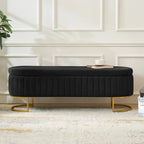 Banc de rangement rembourré Sara Mid-Century Modern avec grille interne et pieds en métal par HULALA HOME