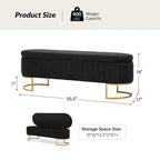 Banc de rangement rembourré Sara Mid-Century Modern avec grille interne et pieds en métal par HULALA HOME