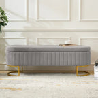 Banc de rangement rembourré Sara Mid-Century Modern avec grille interne et pieds en métal par HULALA HOME