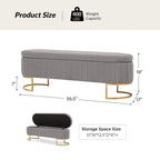 Banc de rangement rembourré Sara Mid-Century Modern avec grille interne et pieds en métal par HULALA HOME