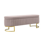 Banc de rangement rembourré Sara Mid-Century Modern avec grille interne et pieds en métal par HULALA HOME