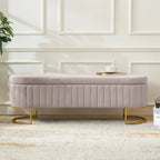 Banc de rangement rembourré Sara Mid-Century Modern avec grille interne et pieds en métal par HULALA HOME