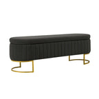 Banc de rangement rembourré Sara Mid-Century Modern avec grille interne et pieds en métal par HULALA HOME