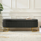 Banc de rangement rembourré Sara Mid-Century Modern avec grille interne et pieds en métal par HULALA HOME