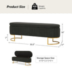 Banc de rangement rembourré Sara Mid-Century Modern avec grille interne et pieds en métal par HULALA HOME
