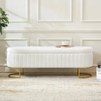 Banc de rangement rembourré Sara Mid-Century Modern avec grille interne et pieds en métal par HULALA HOME