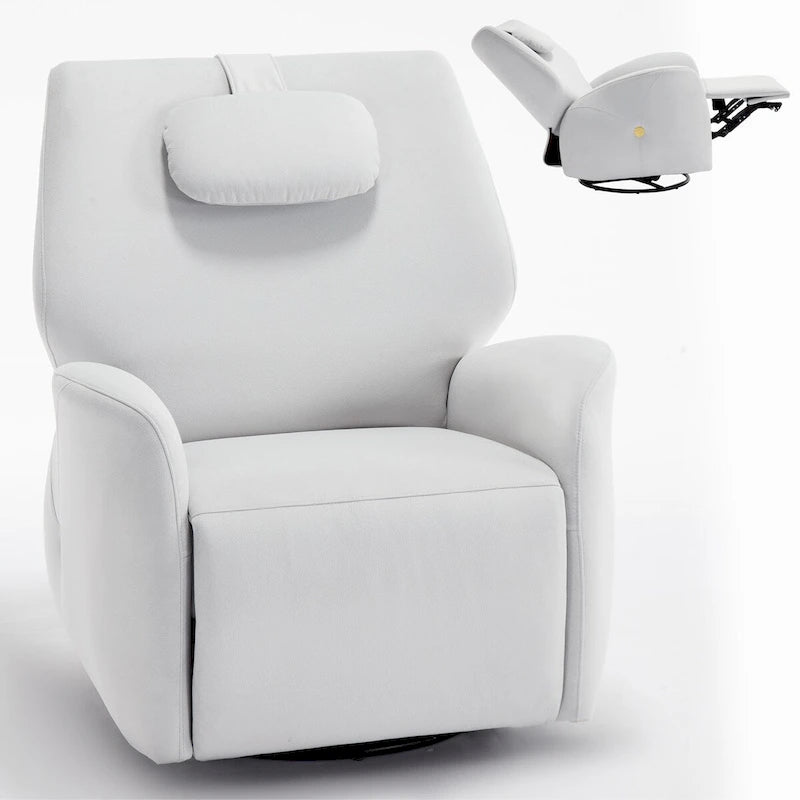 Swivel & Rocker Power Recliner Chair with Lumbar and Neck Support Pillow, USB, Type-C Ports