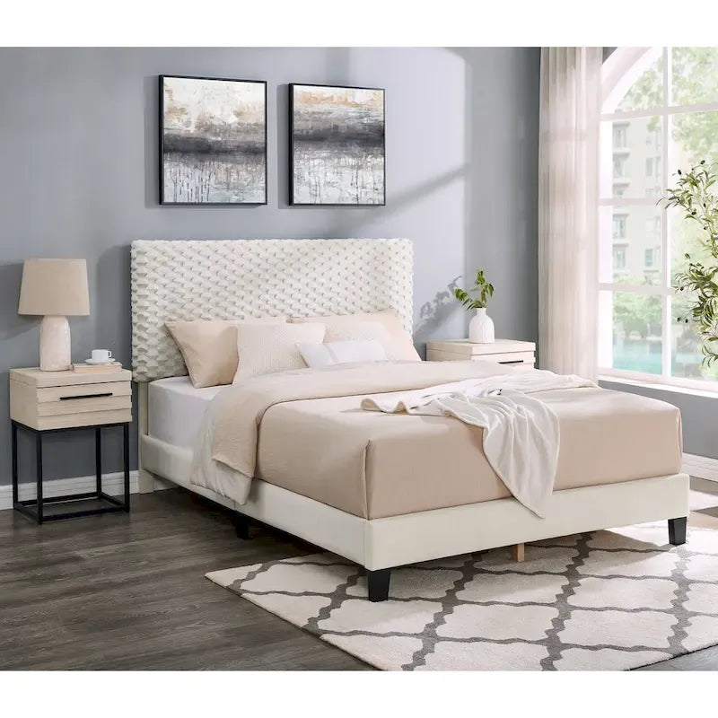 Ensemble de chambre à coucher 3 pièces Roundhill Furniture Findlay en Blanc Tourterelle