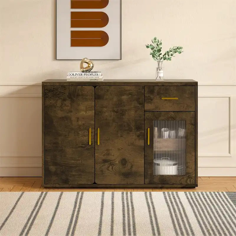 Buffet en bois moderne avec portes et tiroirs