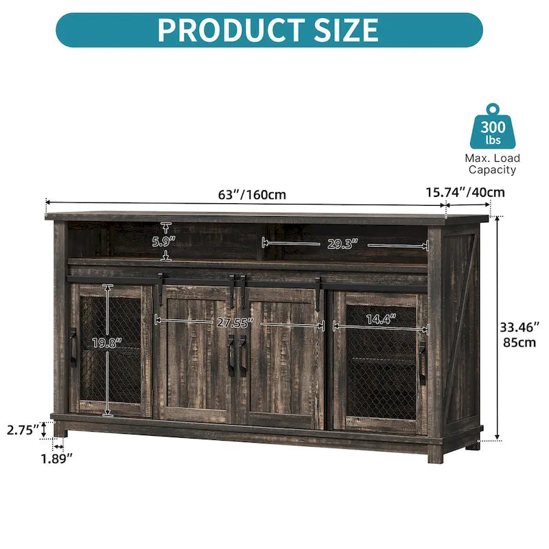 Buffet bahut de ferme avec portes coulissantes façon porte de grange
