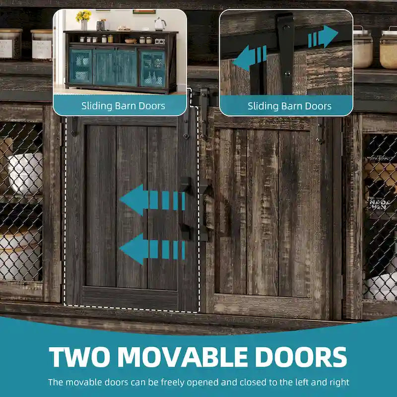 Buffet bahut de ferme avec portes coulissantes façon porte de grange