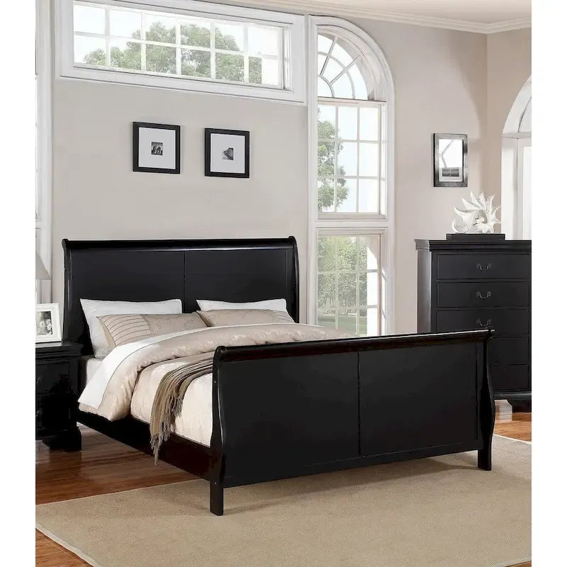Lit moderne de taille King avec tête et pied de lit traîneau