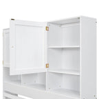 Lit plateforme Queen Size avec tête de lit de rangement et 4 tiroirs