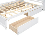 Lit plateforme Queen Size avec tête de lit de rangement et 4 tiroirs