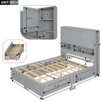 Lit plateforme Queen Size avec tête de lit de rangement et 4 tiroirs
