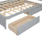 Lit plateforme Queen Size avec tête de lit de rangement et 4 tiroirs