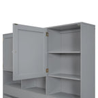 Lit plateforme Queen Size avec tête de lit de rangement et 4 tiroirs